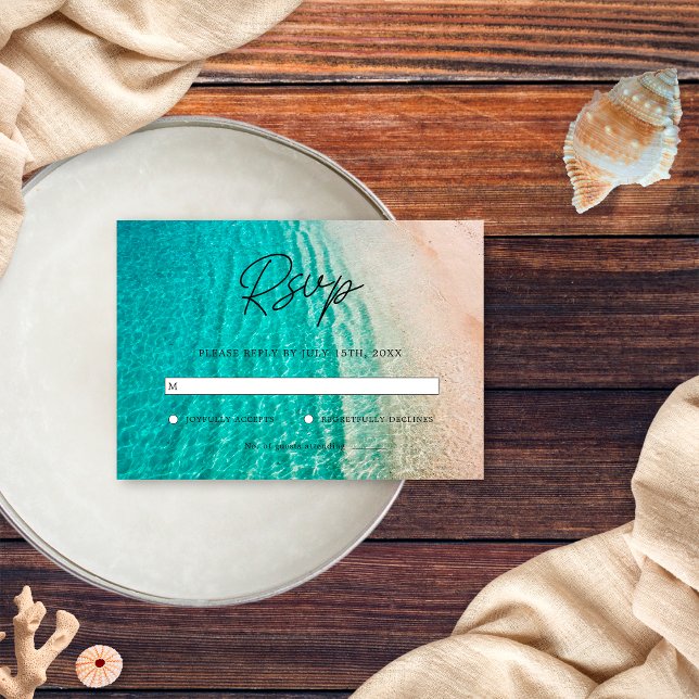Cartons Réponse Plage d'été de l'océan marin Destination Mariage (Créateur téléchargé)
