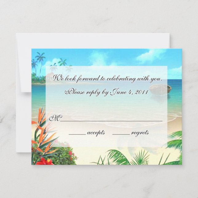 Cartons Réponse Plage exotique RSVP-2 (Devant)