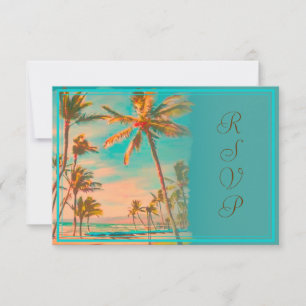 Cartons Réponse Plage hawaiienne vintage de PixDezines/turquoise