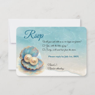 Cartons Réponse Plage Mariage Pearls Shell Elégant thème Océan