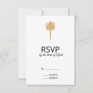 Cartons Réponse Plage tropicale Gold Palm Tree Destination Mariage