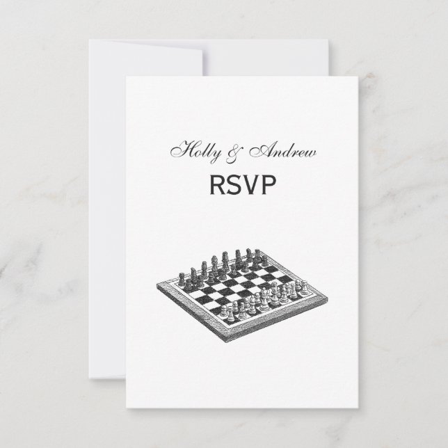 Cartons Réponse Plateau de jeu d'échecs et pièces d'échecs Art vin (Devant)