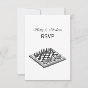 Cartons Réponse Plateau de Jeu d'Échecs et Pièces d'Échecs Art Vin