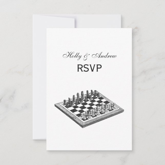 Cartons Réponse Plateau de Jeu d'Échecs et Pièces d'Échecs Art Vin (Devant)