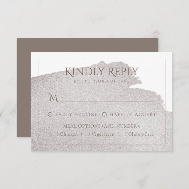 Cartons Réponse Plongée de beige | Elégant arbre d'aquarelle Taupe (Devant / Derrière)