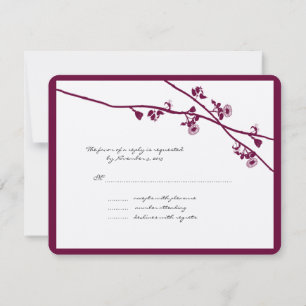 Cartons Réponse Plum violet Fleur sauvage Branches Mariage