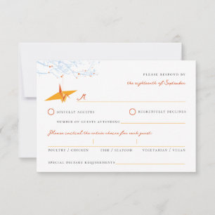 Cartons Réponse Poignée Origami Orange Papier grues Mariage asiati