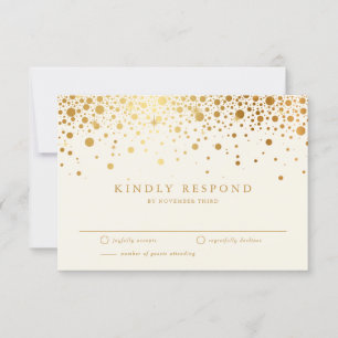 Cartons Réponse Points Confetti Faux Gold Foil   Mariage ivoire RS