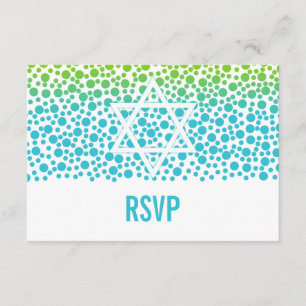 Cartons Réponse Points Confetti Turquoise Lime Green Bat mitzvah R