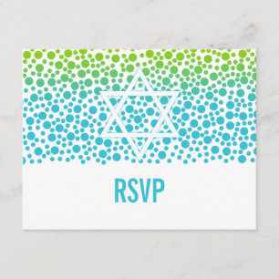 Cartons Réponse Points Confetti Turquoise Lime Green Bat mitzvah R