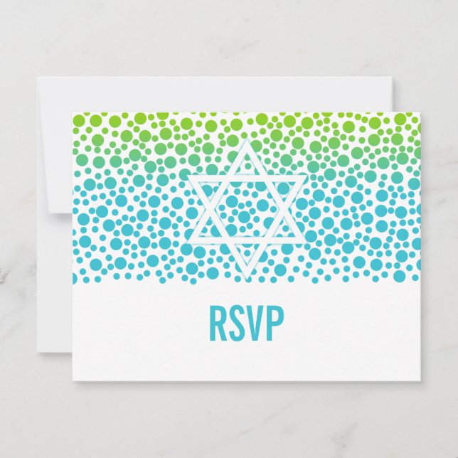 Cartons Réponse Points Confetti Turquoise Lime Green Bat mitzvah R (Devant)