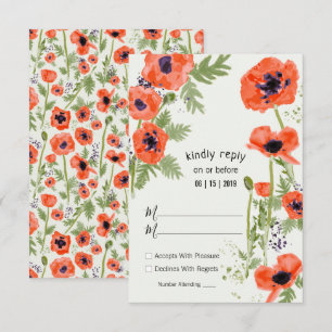 Cartons Réponse Poppies orientales Motif d'aquarelle florale