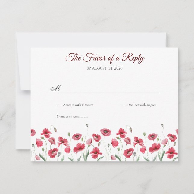 Cartons Réponse Poppy & Lavender Watercolor Floral Wedding (Devant)