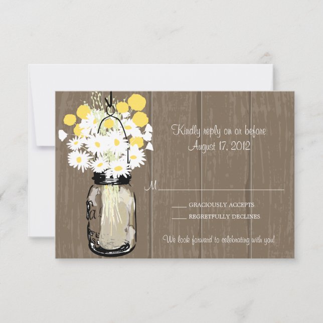 Cartons Réponse Pot de fleurs avec des marguerites sauvages et des (Devant)