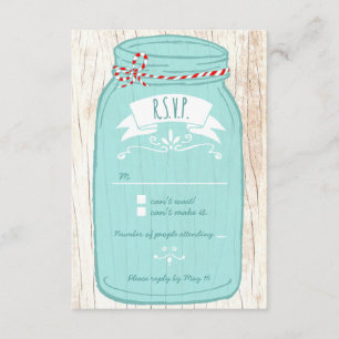 Cartons Réponse Pot de maçon rustique sur le mariage illustré par