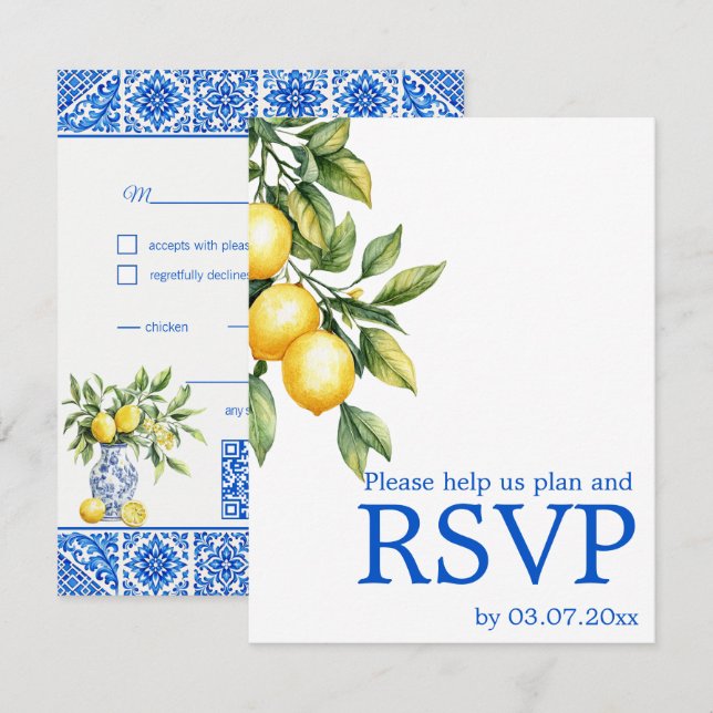 Cartons Réponse 💙🍋Préférences alimentaires  Azul & Limone Romanc (Devant / Derrière)