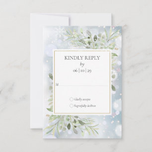 Cartons Réponse Premières flocons de neige verdure Mariage d'hiver