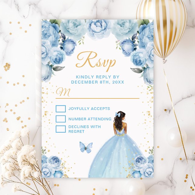 Cartons Réponse Princesse à la peau foncée bleu clair et or (Créateur téléchargé)