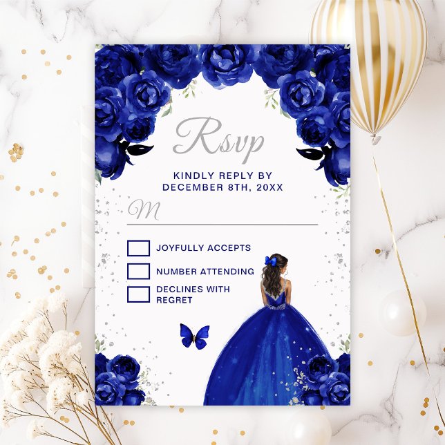 Cartons Réponse Princesse à la peau foncée bleu foncé et argent (Créateur téléchargé)