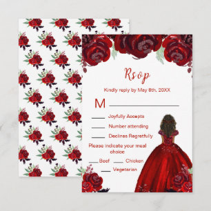 Cartons Réponse Princesse à peau foncée Fleurs rouges florales Swe