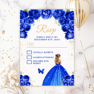 Cartons Réponse Princesse aux cheveux blonds bleus royaux et or