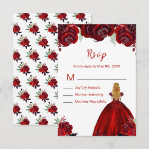 Cartons Réponse Princesse aux Cheveux Blonds Fleurs Rouges Florale