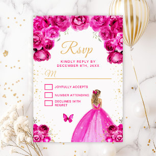 Cartons Réponse Princesse aux cheveux blonds or et rose chaud