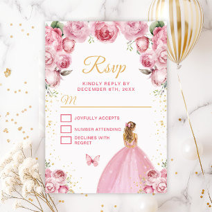 Cartons Réponse Princesse aux cheveux blonds rose poudré et or