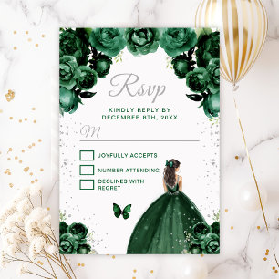 Cartons Réponse Princesse aux cheveux bruns verts foncés et argent