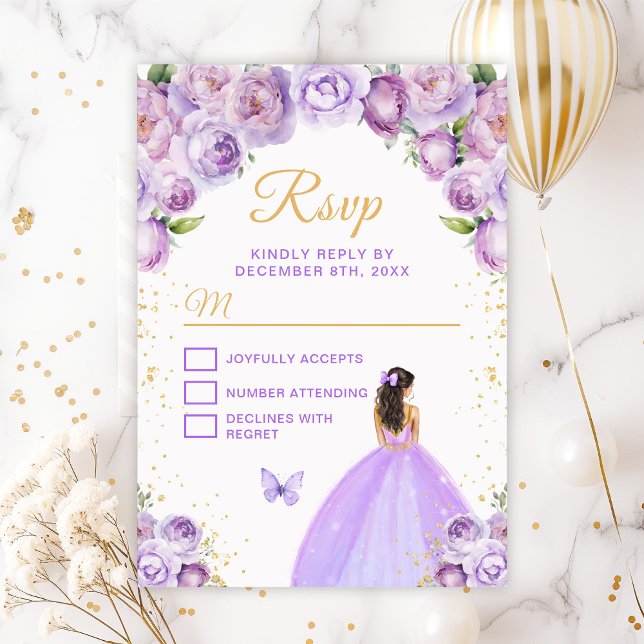 Cartons Réponse Princesse aux cheveux bruns violets clair et or (Créateur téléchargé)