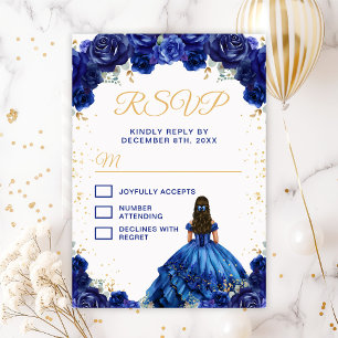 Cartons Réponse Princesse Bleu foncé Floral Quinceañera