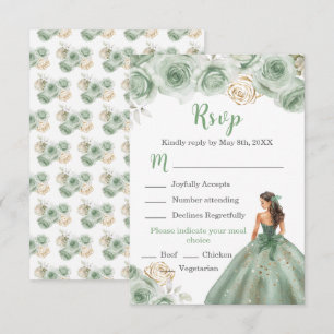 Cartons Réponse Princesse Florale dans une robe verte Sage choix d
