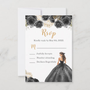 Cartons Réponse Princesse Florale en robe noire