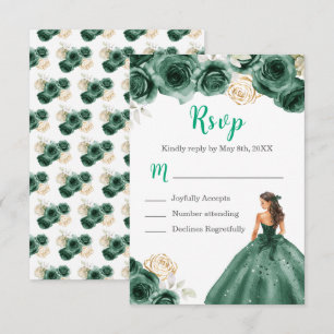 Cartons Réponse Princesse Florale en robe vert foncé