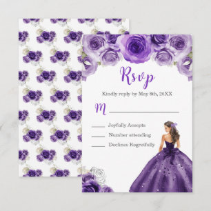 Cartons Réponse Princesse Florale en robe violette foncée