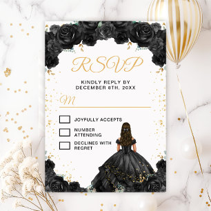 Cartons Réponse Princesse noire Quinceañera florale