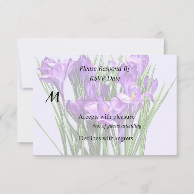 Cartons Réponse Produits de mariage aux crocus violets (Devant)