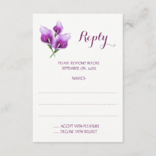 Cartons Réponse Purple Calla Lily Monogramme Mariage Réponses Cart