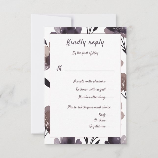 Cartons Réponse Purple Floral Botanical Wedding (Devant)