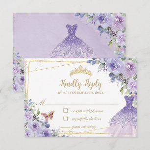 Cartons Réponse Purple Lilac Floral Or Quinceañera robe