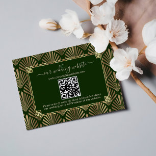 Cartons Réponse QR Code Dark Green Gold Art Déco Mariage