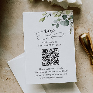 Cartons Réponse QR Code Elégant Eucalyptus Mariage de verdure
