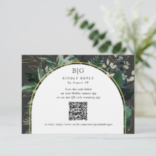 Cartons Réponse QR code Moderne Botanique Vert feuillage mariage