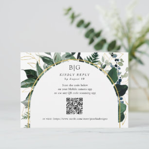 Cartons Réponse QR code Moderne Botanique Vert feuillage mariage