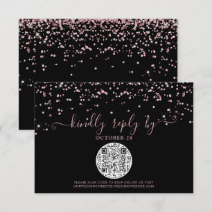 Cartons Réponse QR Code Rose noir Gold rose Parties scintillant ma