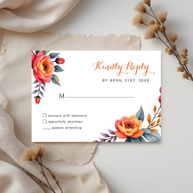 Cartons Réponse Quinceañera Anniversaire Rustique Aquarelle floral (Créateur téléchargé)