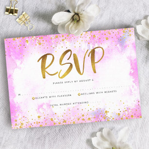 Cartons Réponse Quinceañera Aquarelle rose or huile élégant chic