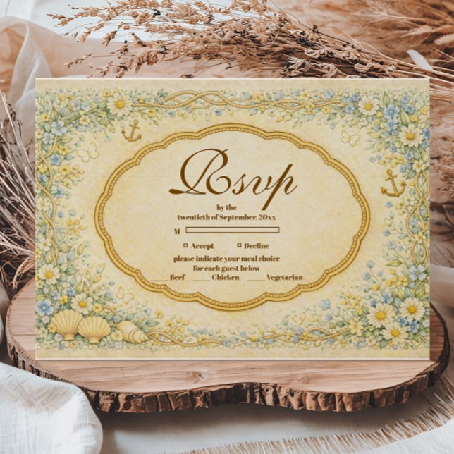 Cartons Réponse Quinceañera Fleur de Côte Vintage (Créateur téléchargé)