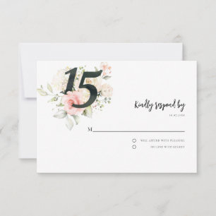 Cartons Réponse Quinceanera florale rose 15e anniversaire Script
