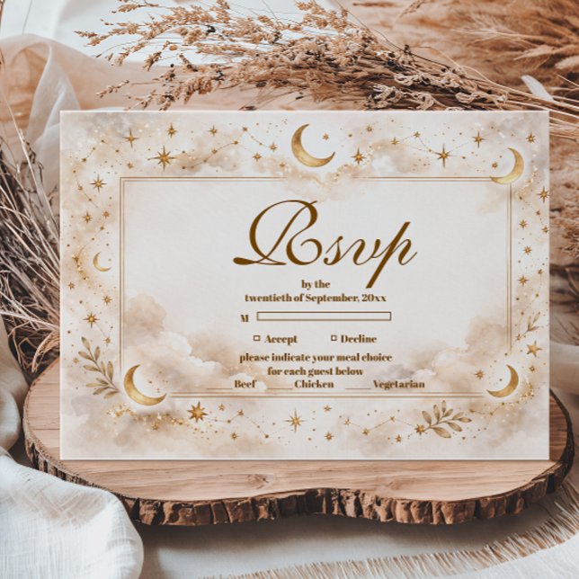 Cartons Réponse Quinceañera Lune d'Or Céleste (Créateur téléchargé)